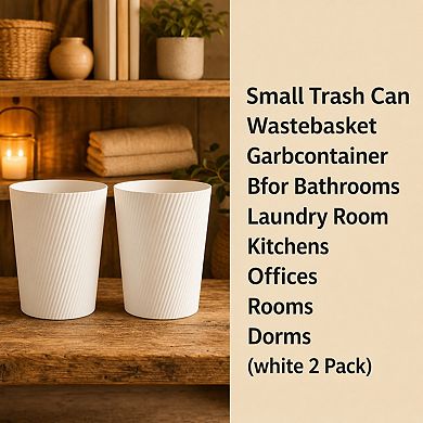 Round Plastic Wastebaskets For Bathroom Kitchen Office Dorm Laundry Room