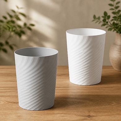 Plastic Small Trash Can 2 Pack Sturdy Easy Clean For Bathroom Kitchen Office Dorm
