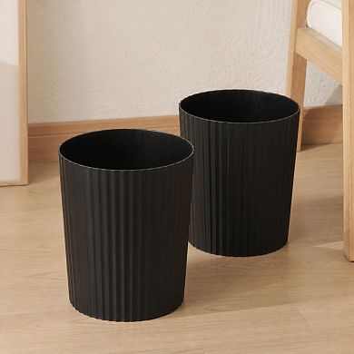 Round Plastic Trash Can Multipurpose Compact Home Office Dorm Storage Bin