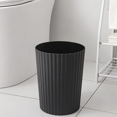 Round Plastic Trash Can Multipurpose Compact Home Office Dorm Storage Bin