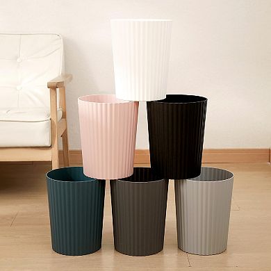 Round Plastic Trash Can Multipurpose Compact Home Office Dorm Storage Bin
