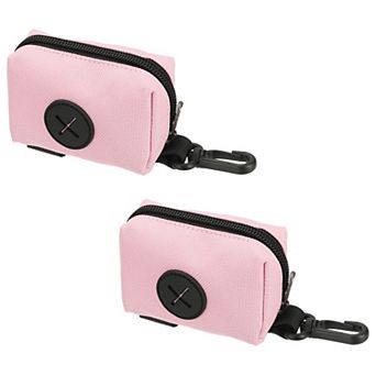 2 pc Portable Dog Poop Bag Holder, Reusable Waste Bag Dispenser with Hook & Loop for Leash