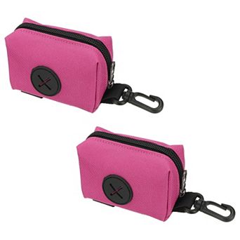 2 pc Portable Dog Poop Bag Holder, Reusable Waste Bag Dispenser with Hook & Loop for Leash