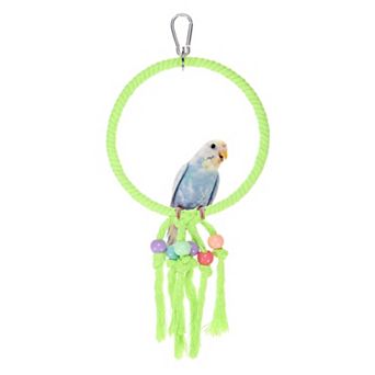 Bird Rope Perch Swing, Rope Ring Perch Standing Pole Accessory, Climbing Swing Paw Grinding