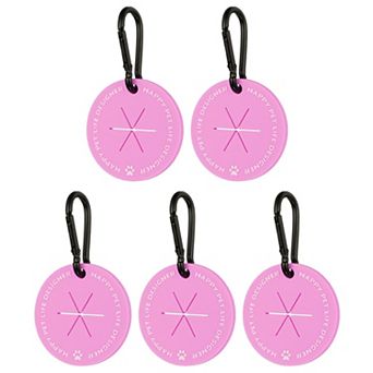 5 pc Round Dog Poop Bag Clip, Hands-Free Lightweight Holder for Dispenser & Leash