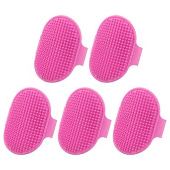 5 pc Dog Bath Brush, Silicone Pet Shampoo Brush with Adjustable Ring Handle Massage Scrubber Comb
