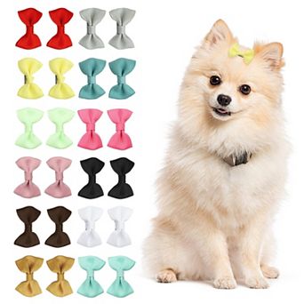24 pc Dog Hair Bows, Pet Small Bowknot with Clips Hair Barrettes Bows Pet Grooming Costume