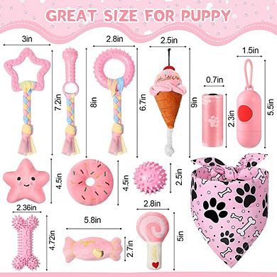 Puppy Teething Toy Set, Soft Rubber Chew & Rope Toys
