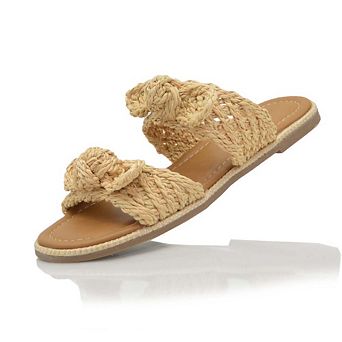 AD-Sangria3 Woven Knotted Strap Slide Sandals for Women