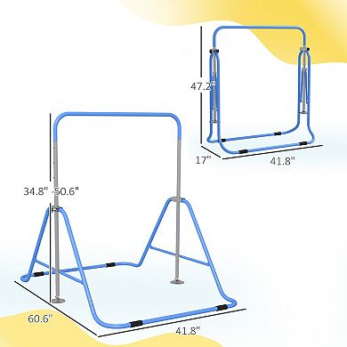 Qaba Folding Gymnastics Bar for Kids, Small Gymnast Bar, Easily Adjustable Height