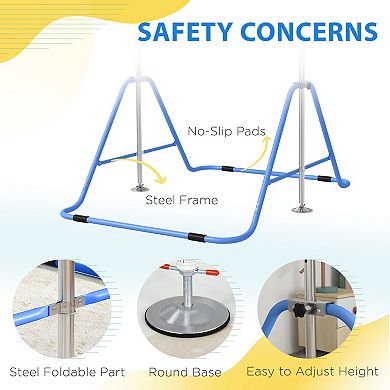 Qaba Folding Gymnastics Bar for Kids, Small Gymnast Bar, Easily Adjustable Height