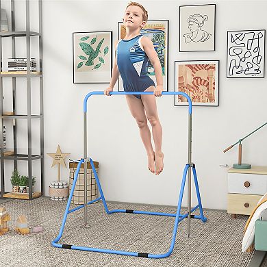 Qaba Folding Gymnastics Bar for Kids, Small Gymnast Bar, Easily Adjustable Height