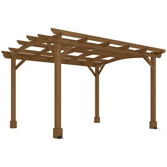 Outsunny 10 x 12 ft Outdoor Pergola, Wood Gazebo w/ Arched Roof