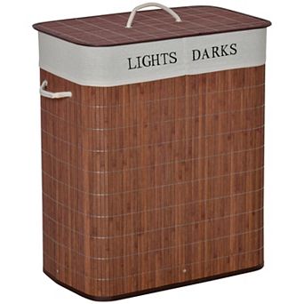 HOMCOM Bamboo Laundry Basket, Collapsible Laundry Hamper