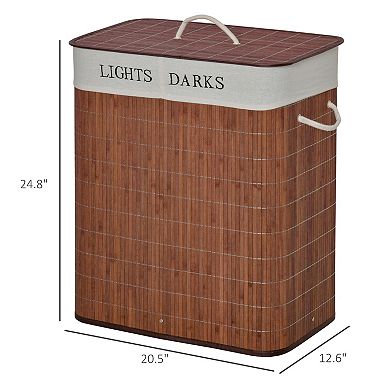 HOMCOM Bamboo Laundry Basket, Collapsible Laundry Hamper