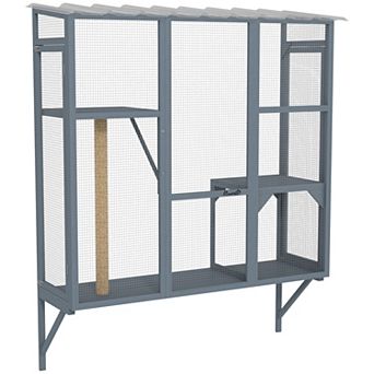 PawHut Catio Outdoor, Cat Window Catio for 2-3 Large Indoor Cats with 2 Jumping Platforms