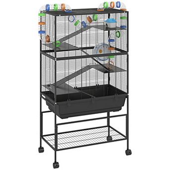 PawHut Hamster Cage, 5 tier Rolling Rat Cage for Syrian, Gerbil, Mouse