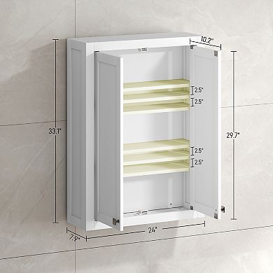 HOMCOM Bathroom Wall Cabinet Medicine Cabinet with Adjustable Shelves