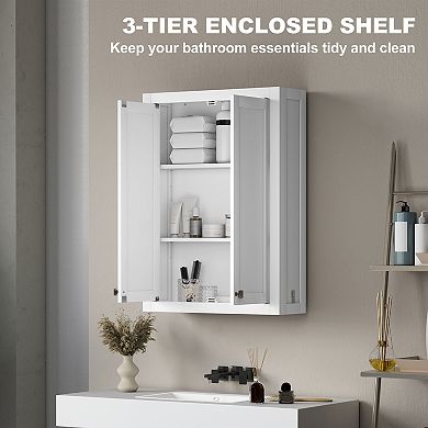 HOMCOM Bathroom Wall Cabinet Medicine Cabinet with Adjustable Shelves