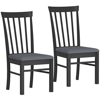 HOMCOM Farmhouse Wooden Dining Chairs Set of 2,
