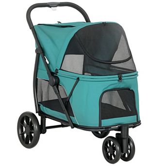 PawHut 3 Wheel Pet Stroller, Dog Stroller w/ Easy One-Click Quick Fold
