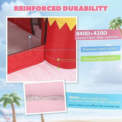 Qaba Inflatable Bounce House for Kids with Basketball Hoop, Blower