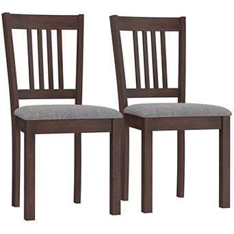 HOMCOM Dining Chairs Set of 2, Upholstered Kitchen Chairs