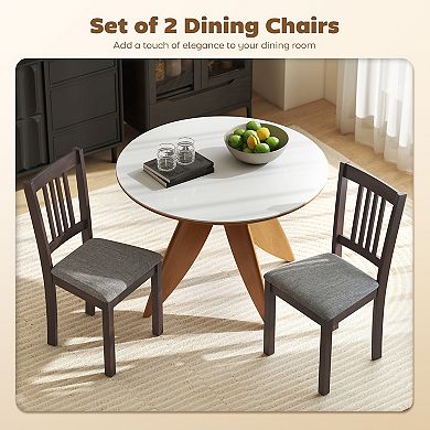 HOMCOM Dining Chairs Set of 2, Upholstered Kitchen Chairs