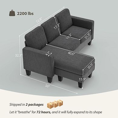 HOMCOM Sectional Sofa, L Shaped Couch with Reversible Chaise