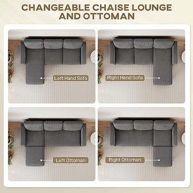 HOMCOM Sectional Sofa, L Shaped Couch with Reversible Chaise