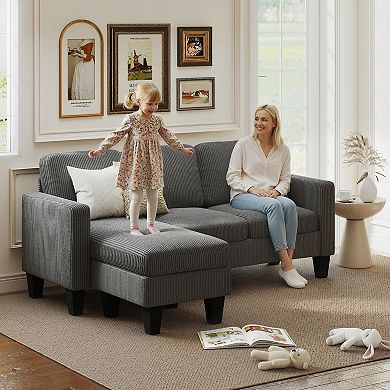 HOMCOM Sectional Sofa, L Shaped Couch with Reversible Chaise