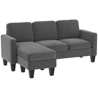 HOMCOM Sectional Sofa, L Shaped Couch with Reversible Chaise