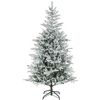 HOMCOM Flocked Christmas Tree, Wide Spruce Xmas Tree, Easy Assembly