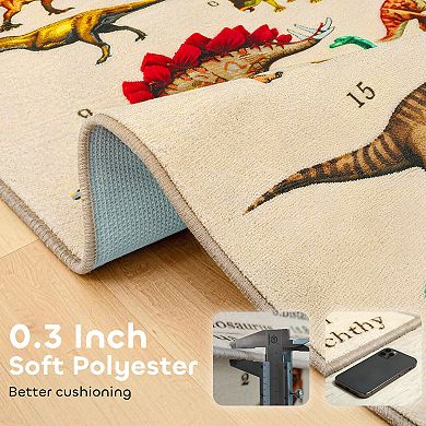 Qaba Play Mat 79inch x 59inch for Toddlers, Living Room with Dinosaur Pattern