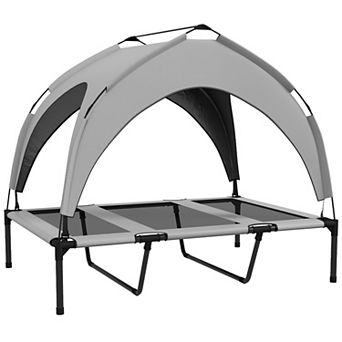 PawHut Elevated Dog Bed with Canopy, Raised Outdoor Pet Bed for Camping