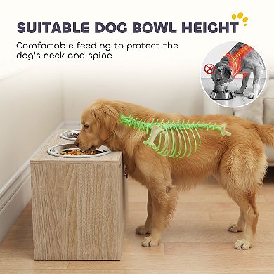 PawHut Elevated Dog Bowls with Storage, Raised Dog Bowl with Slow Feeder