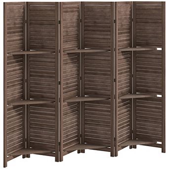 HOMCOM 6 Panel Privacy Screen, Room Divider with 3 Shelves