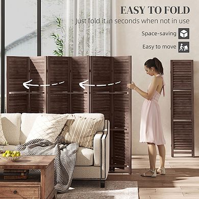 HOMCOM 6 Panel Privacy Screen, Room Divider with 3 Shelves