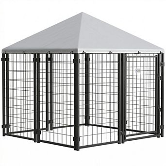 PawHut Dog Kennel Outdoor Dog Run W/ Water-resistant Cover