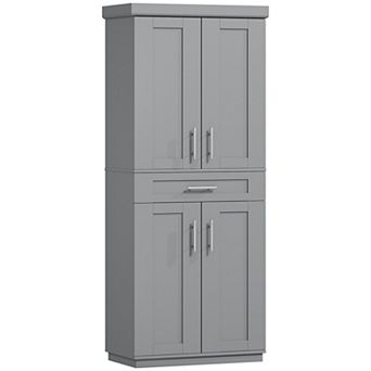 HOMCOM Kitchen Pantry with Doors and Drawer, Adjustable Shelves