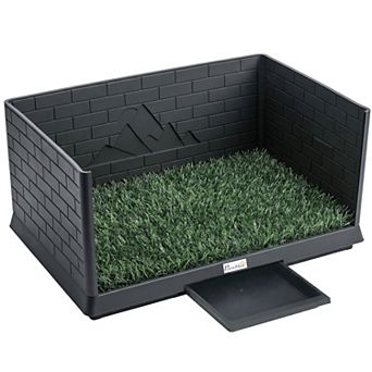 PawHut Dog Grass Pad with High Walls and Tray, Indoor Potty Tray