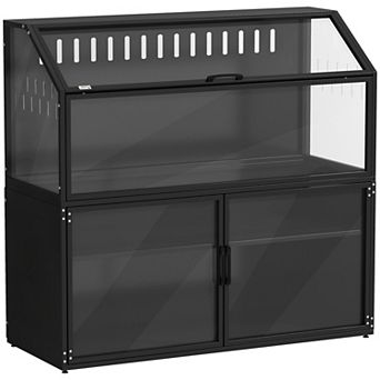 Hamster Cage with Storage Cabinet, Small Animal Cage with Acrylic Panels