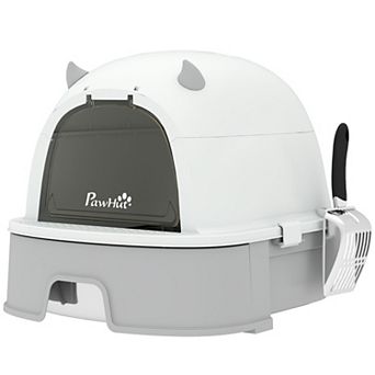 PawHut Stainless Steel Cat Litter Box 3 in 1 Large