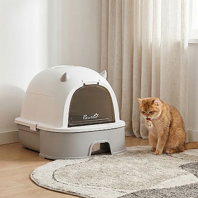 PawHut Stainless Steel Cat Litter Box 3 in 1 Large