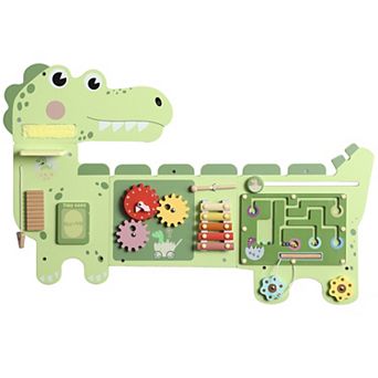 Qaba Busy Board Panels Wall-Mounted 87 x 52 cm Dinosaur