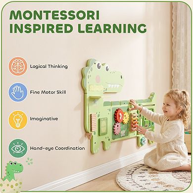 Qaba Busy Board Panels Wall-Mounted 87 x 52 cm Dinosaur