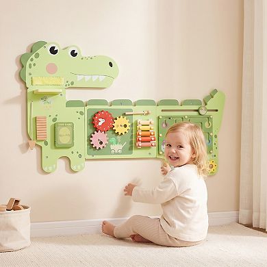 Qaba Busy Board Panels Wall-Mounted 87 x 52 cm Dinosaur
