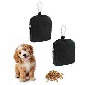 2 Pack Hands-Free Dog Treat Pouch, Training Bag with Carabiners for Leash & Zipper Closure