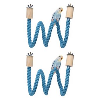 2 pc Bird Rope Perch Swing, Standing Climbing Pole with Paw Grinding Feature for Cage Accessory