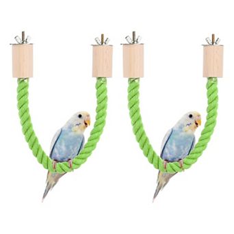 2 pc Bird Rope Perch Swing, Standing Climbing Pole with Paw Grinding Feature for Cage Accessory